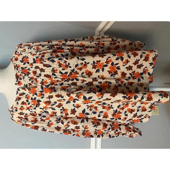 Elizabeth and James Floral Print Bohemian Blouse 100% Cotton Large - Picture 7 of 15